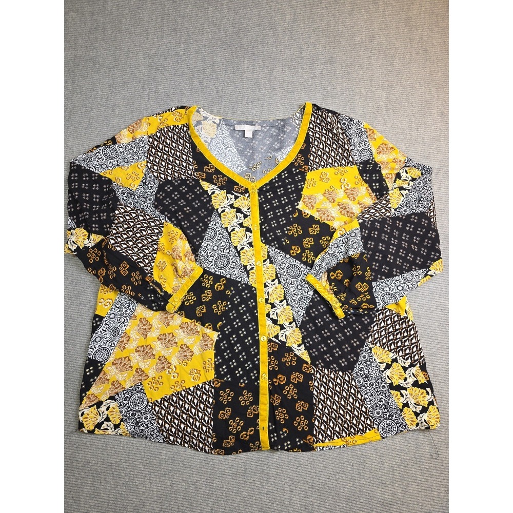 Woman Within Plus Sz 1x 22/24 Velvet Trim Patchwork Boho Grandma Core Lagenlook
